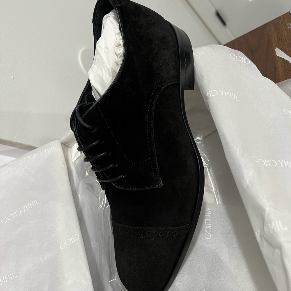 Mens black dress shoe jimmy Choo suede, laces - Picture 10 of 13